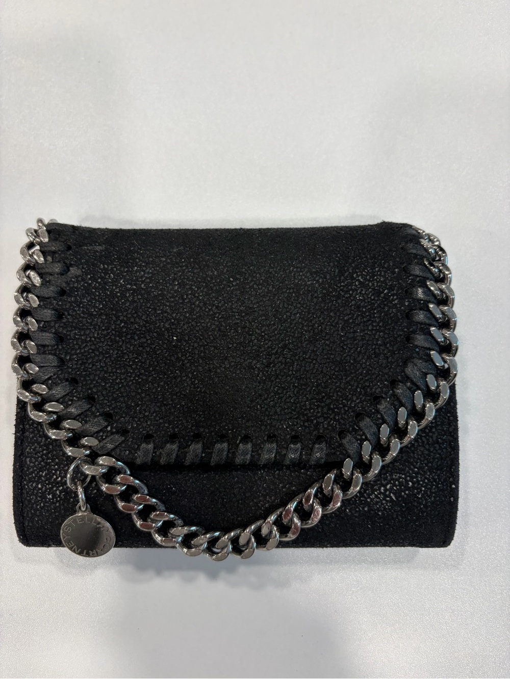 Stella McCartney Black Chain-Trim Foldover Wallet